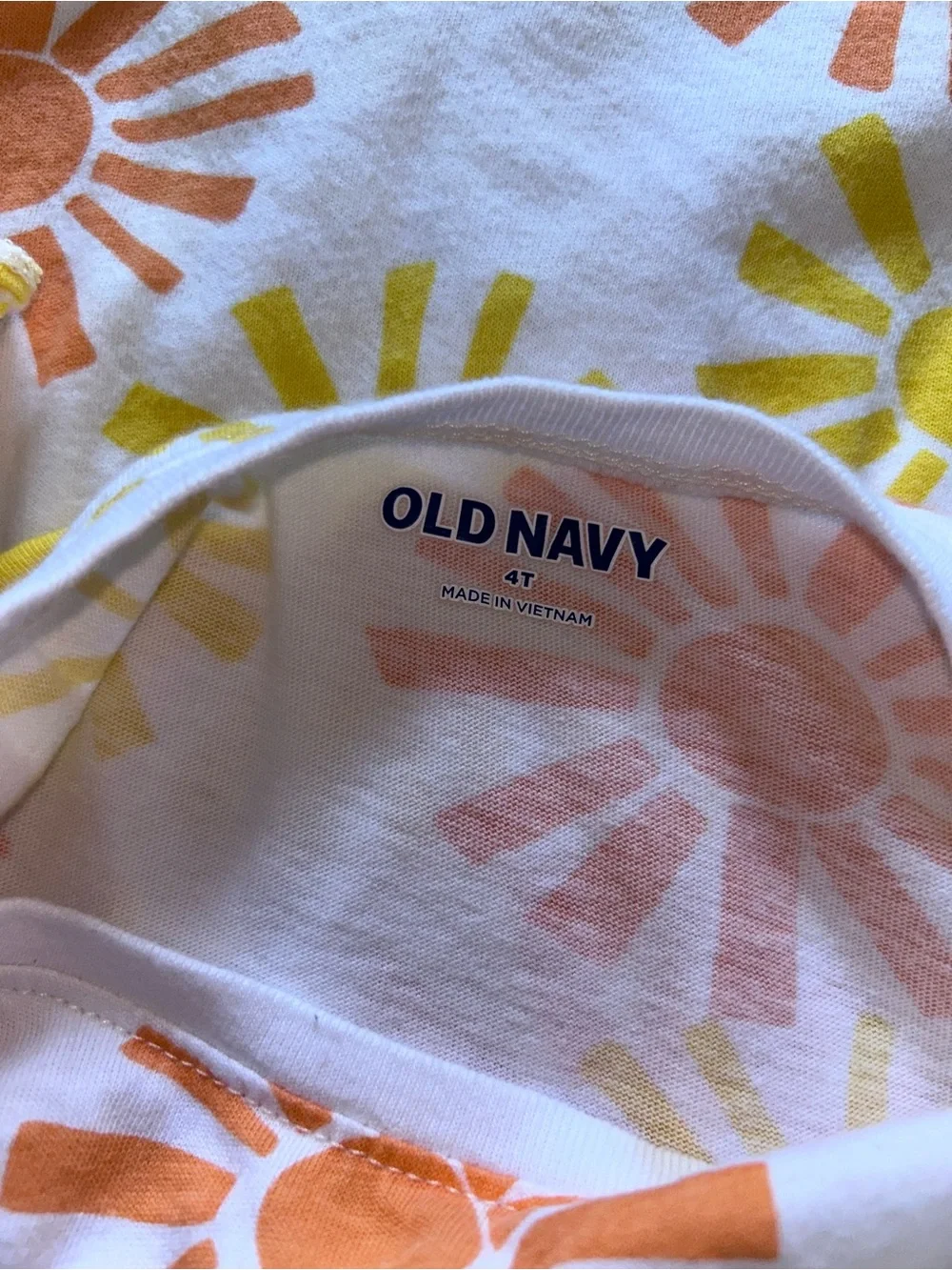 Girls' White Sunburst Print Dress in Yellow & Orange size 3T